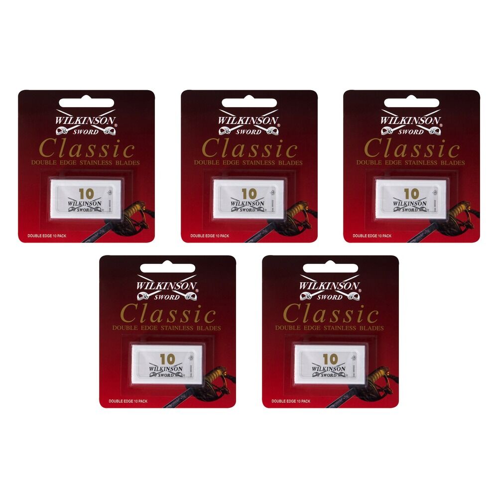 Wilkinson Sword Classic Double Edge Stainless Blades 10 Pack Bundle of 5