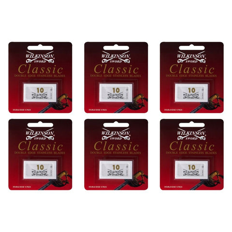 Wilkinson Sword Classic Double Edge Stainless Blades 10 Pack Bundle of 6