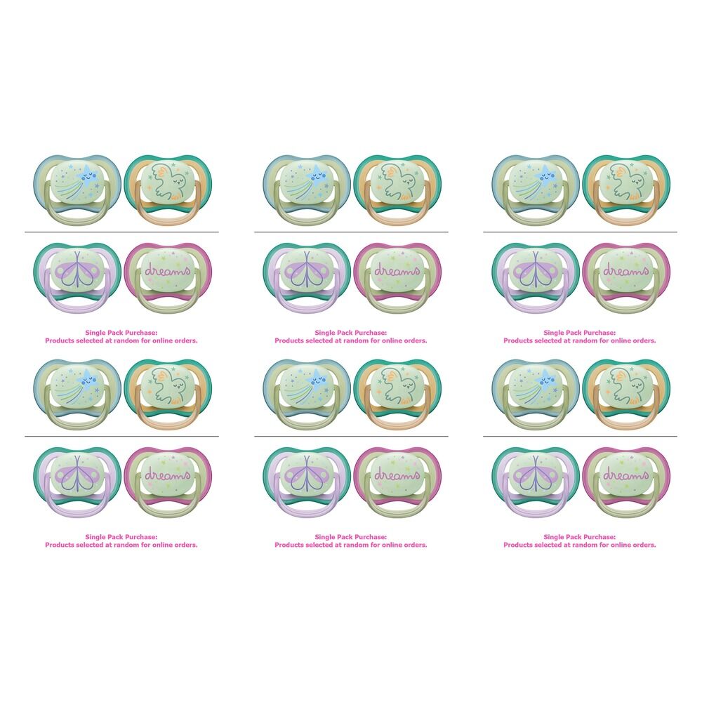 Philips Avent Ultra Air Soother Nighttime Glow 0-6 Months 2 Pack Bundle of 6