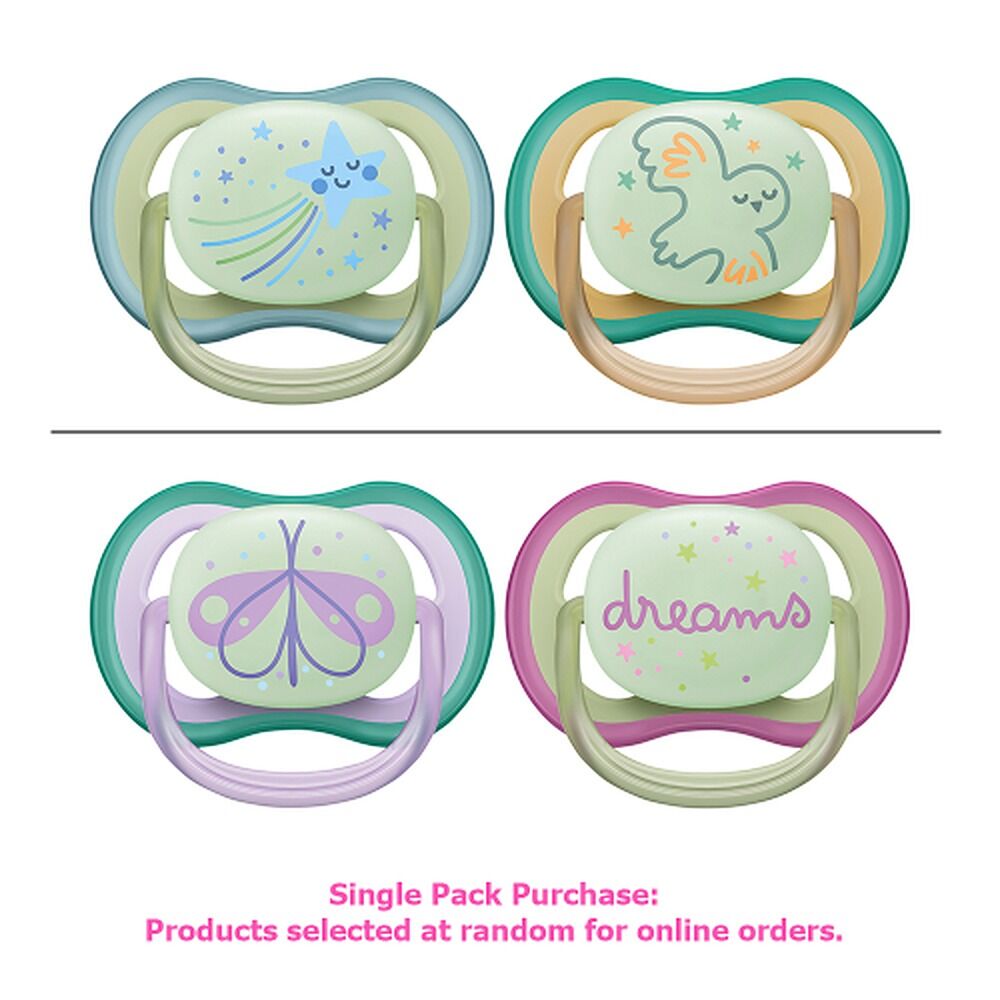 Philips Avent Ultra Air Soother Nighttime Glow 0-6 Months 2 Pack