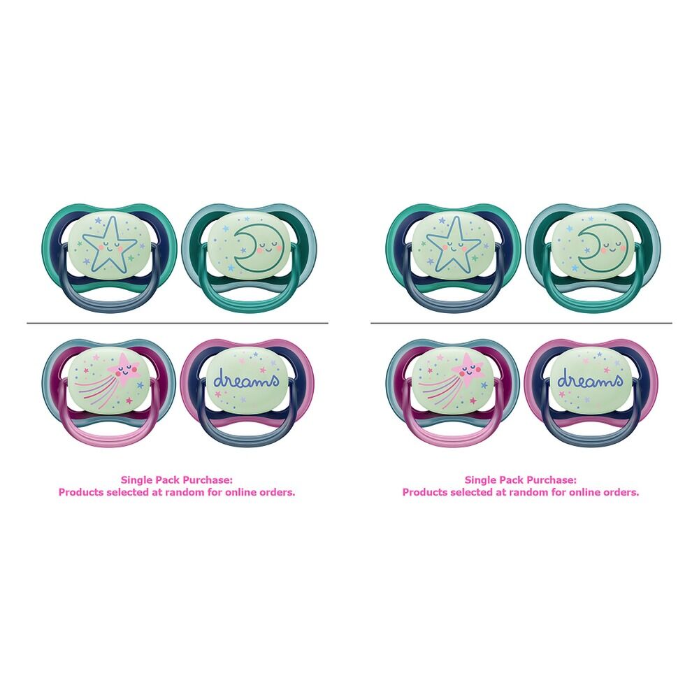 Philips Avent Ultra Air Soother Nighttime Glow 6-18 Months 2 Pack Bundle of 2