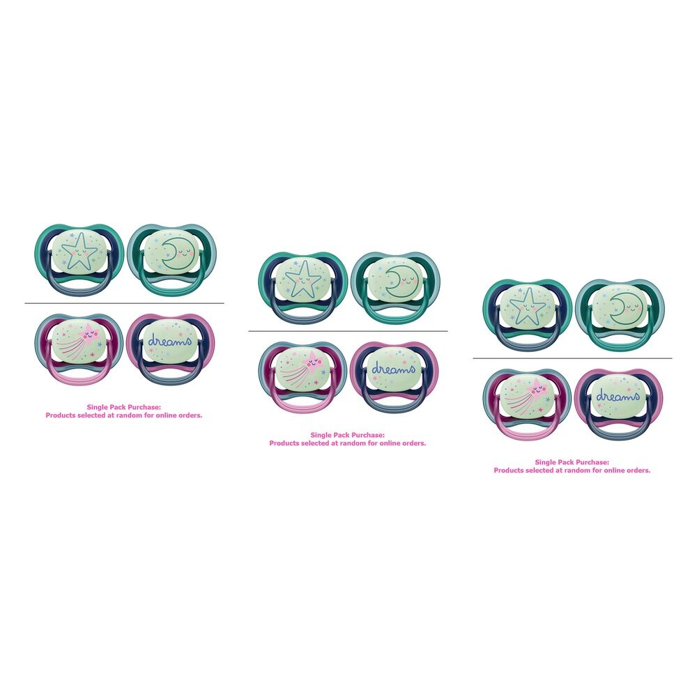 Philips Avent Ultra Air Soother Nighttime Glow 6-18 Months 2 Pack Bundle of 3