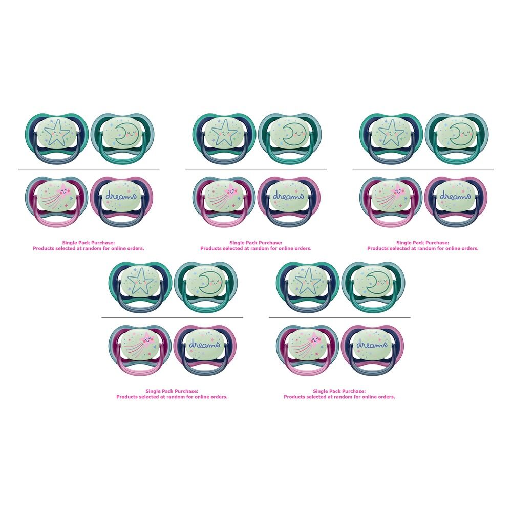 Philips Avent Ultra Air Soother Nighttime Glow 6-18 Months 2 Pack Bundle of 5