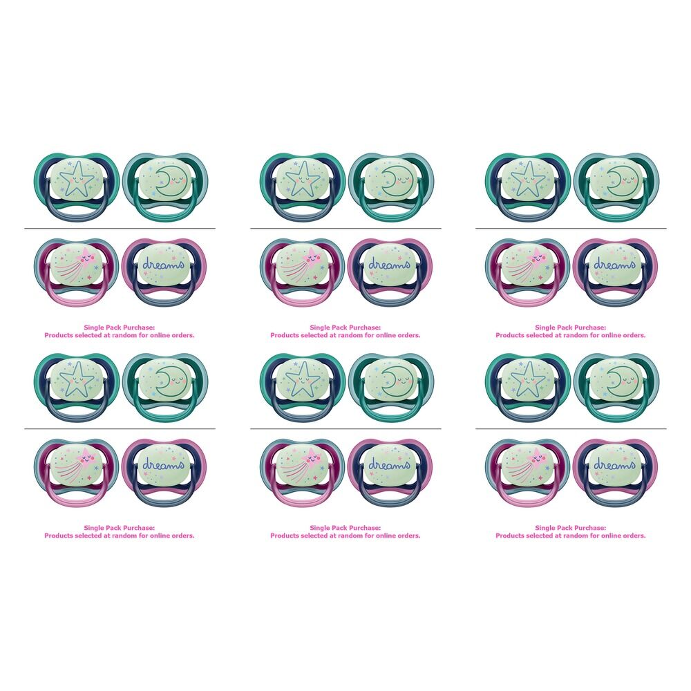 Philips Avent Ultra Air Soother Nighttime Glow 6-18 Months 2 Pack Bundle of 6