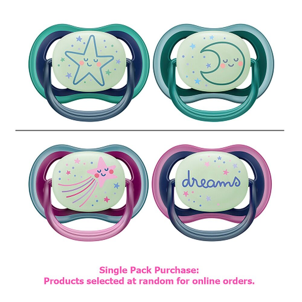 Philips Avent Ultra Air Soother Nighttime Glow 6-18 Months 2 Pack