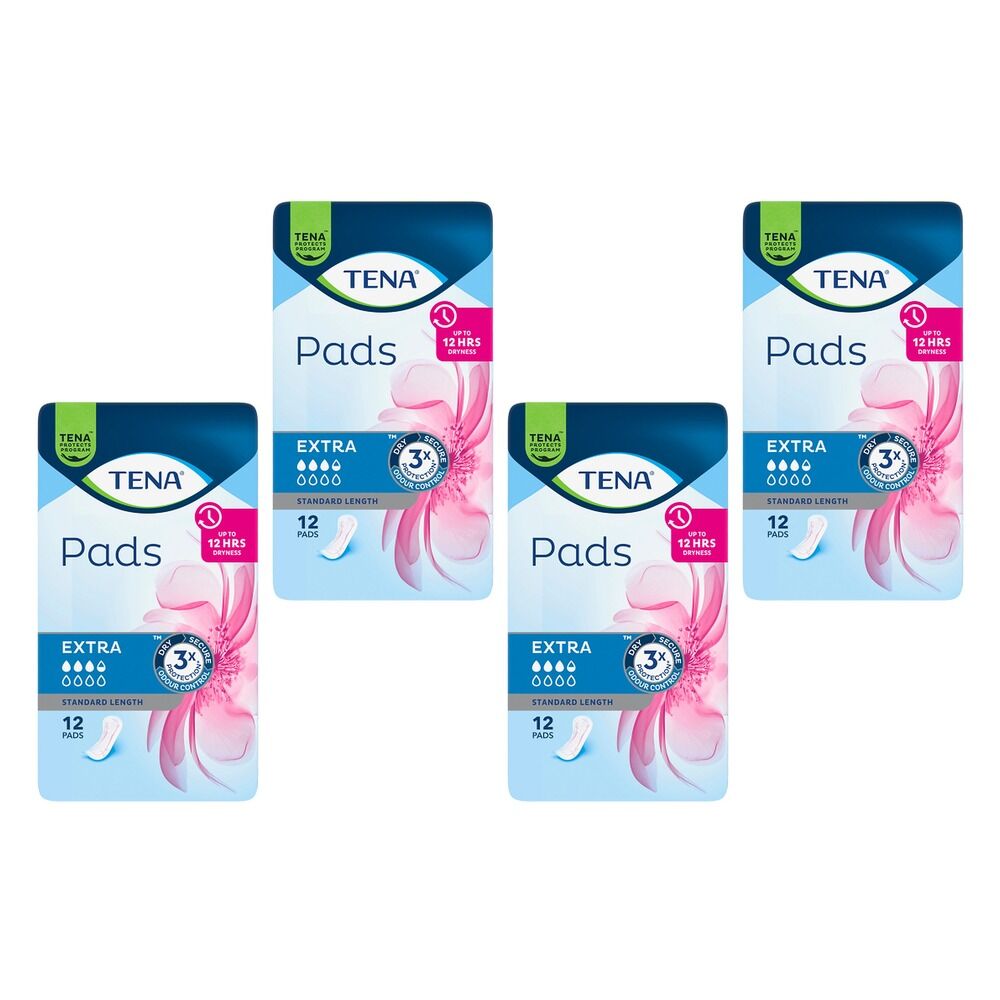 Tena Lady Pads Extra 12 Pack x 6 Bundle of 4