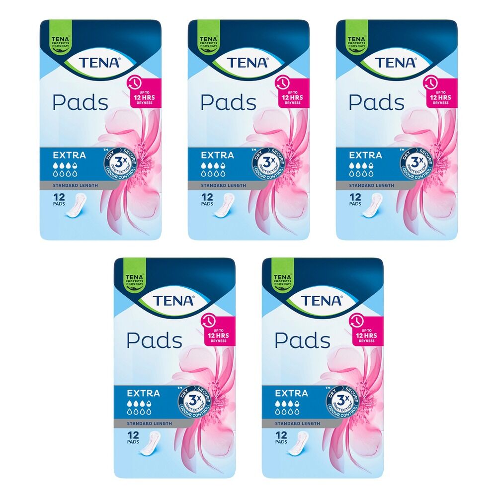 Tena Lady Pads Extra 12 Pack x 6 Bundle of 5