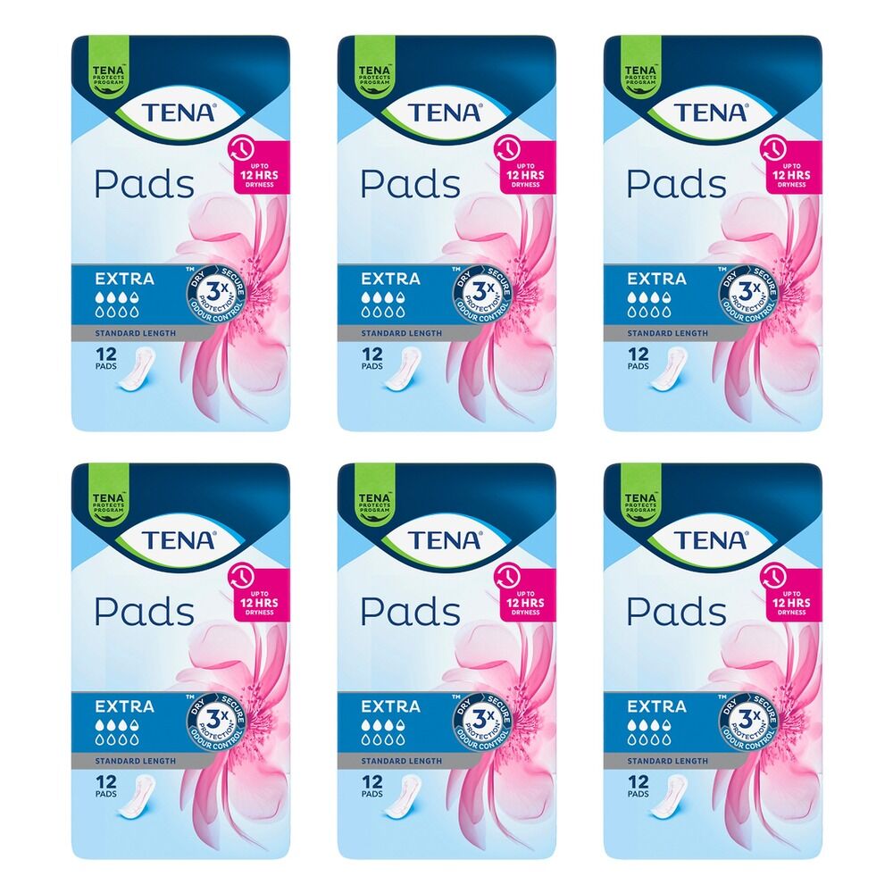 Tena Lady Pads Extra 12 Pack x 6 Bundle of 6