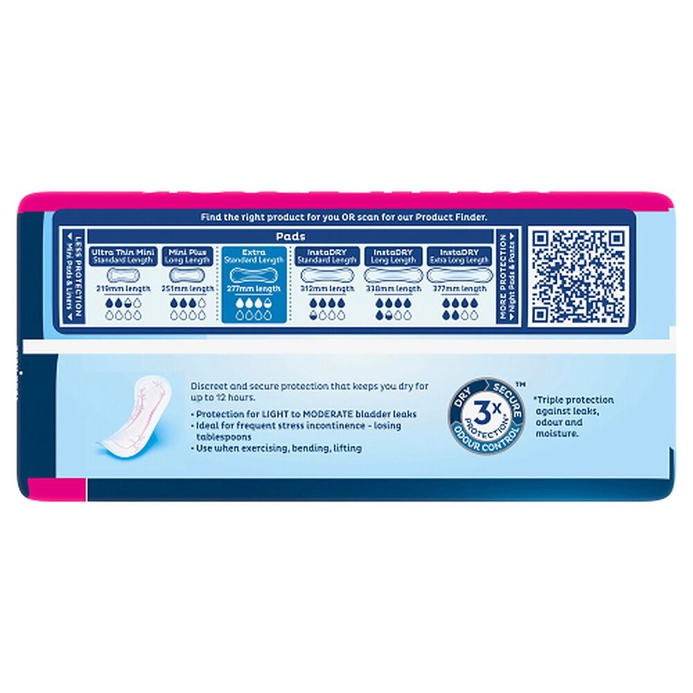 Tena Extra Standard Length Pads 24 Pack x 3