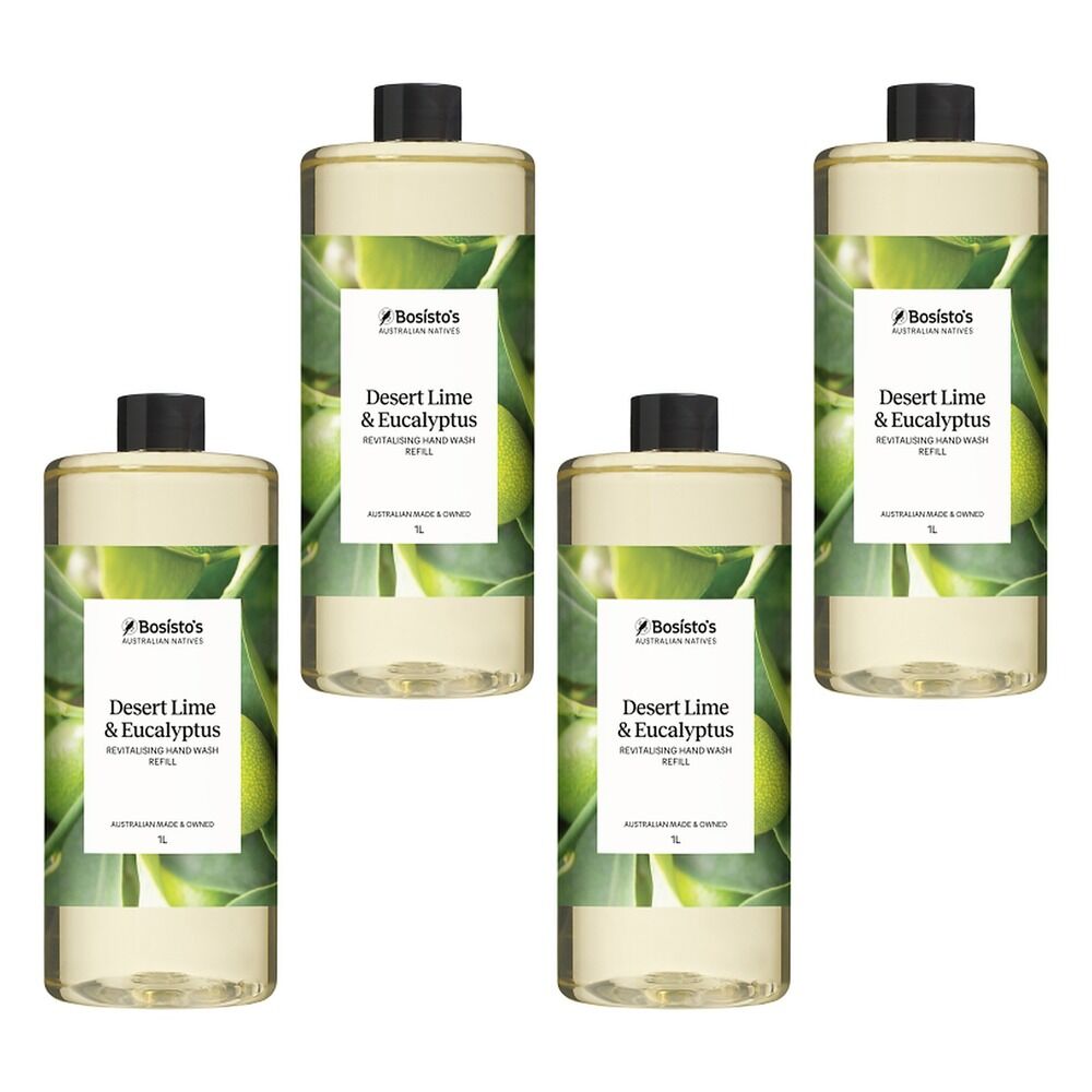 Bosisto's Desert Lime & Eucalyptus Hand Wash Refill 1L x 3 Bundle of 4