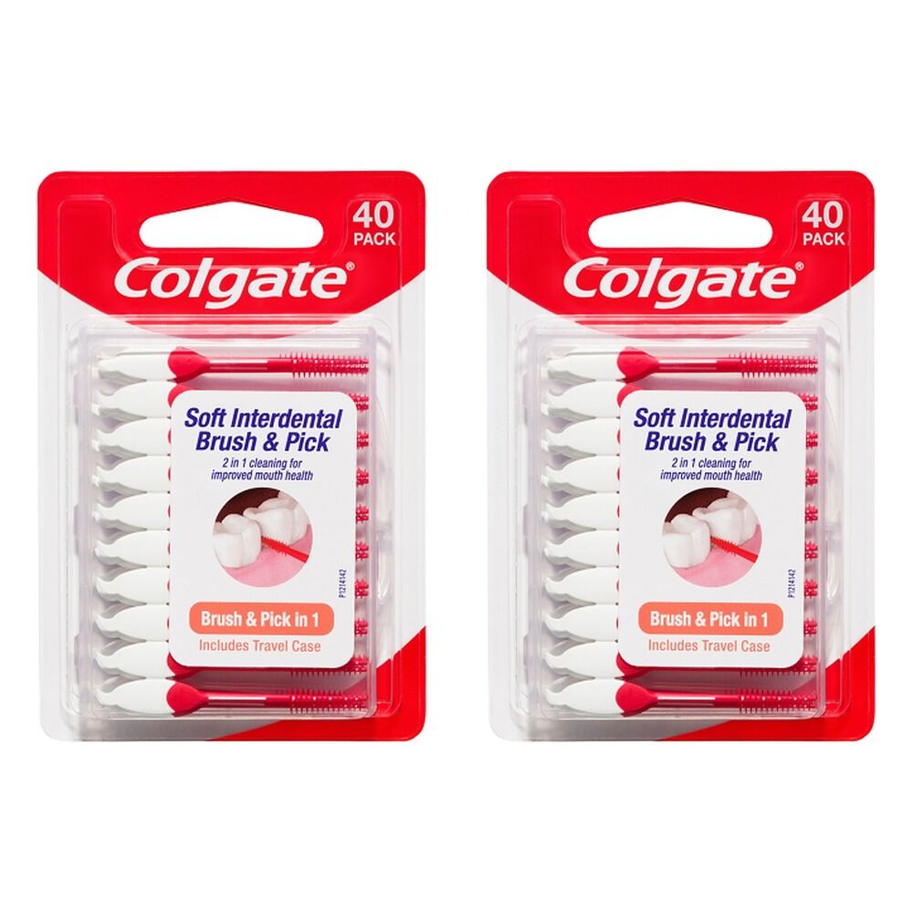 Colgate Soft Interdental Brush & Pick 40 Pack x 8 Bundle of 2
