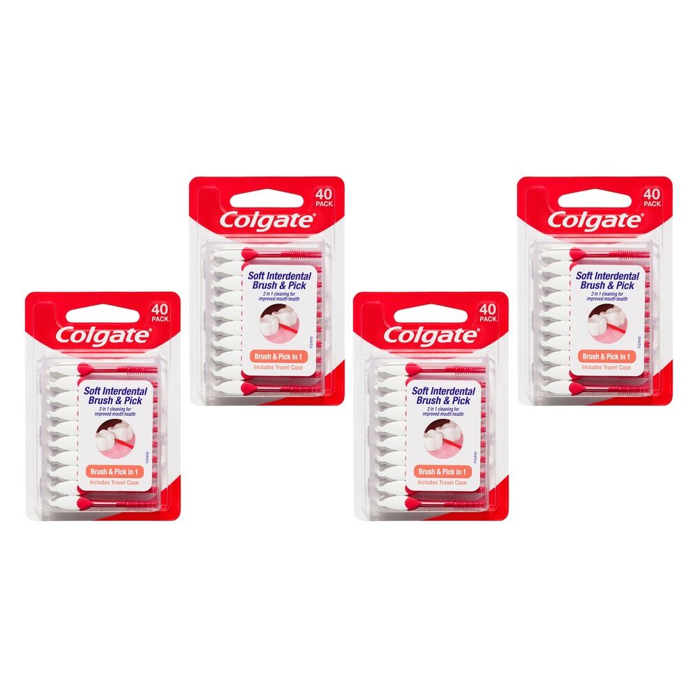 Colgate Soft Interdental Brush & Pick 40 Pack x 8 Bundle of 4