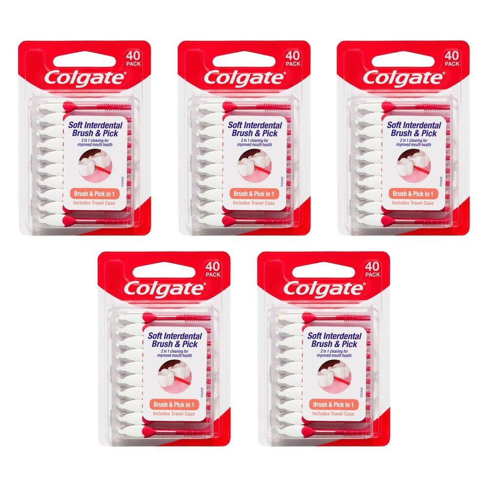 Colgate Soft Interdental Brush & Pick 40 Pack x 8 Bundle of 5