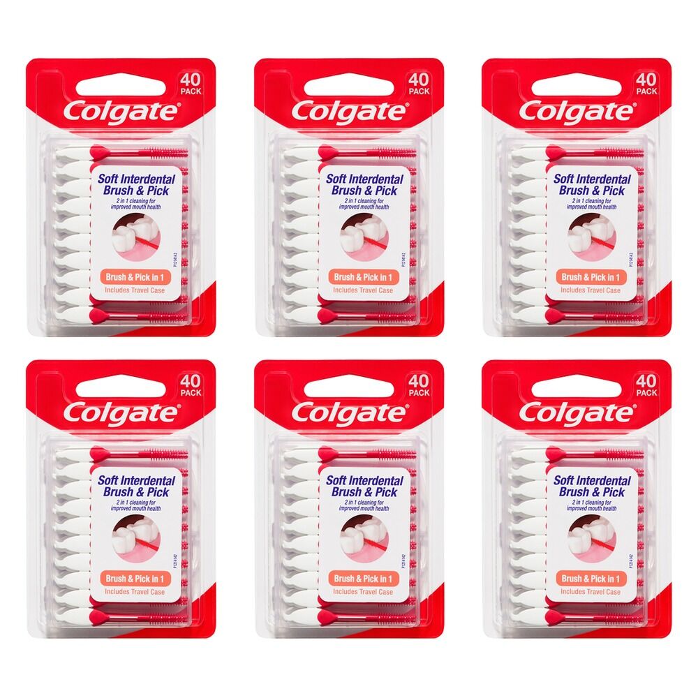 Colgate Soft Interdental Brush & Pick 40 Pack x 8 Bundle of 6