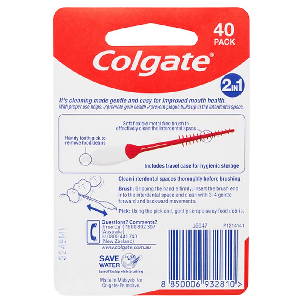 Colgate Soft Interdental Brush & Pick 40 Pack x 8