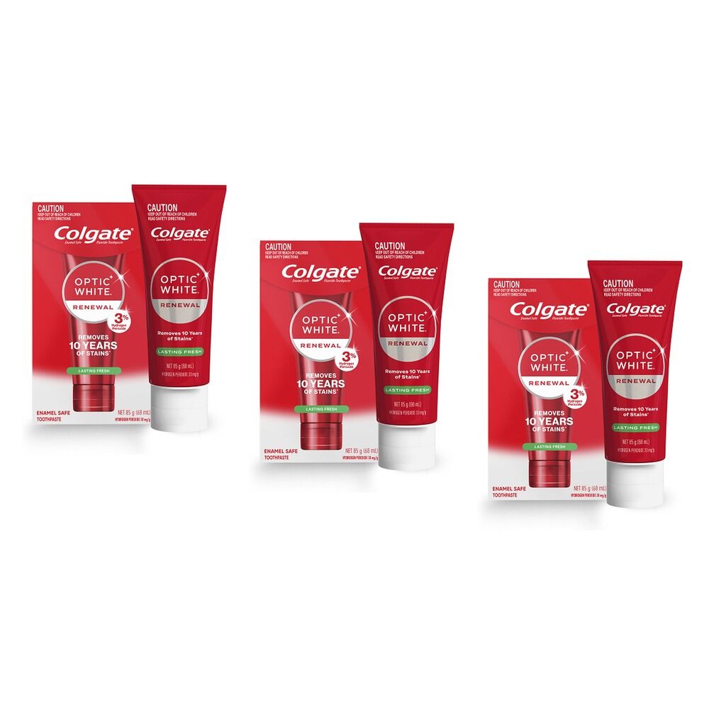 Colgate Optic White Renewal Lasting Fresh Toothpaste 85g Pack of 3