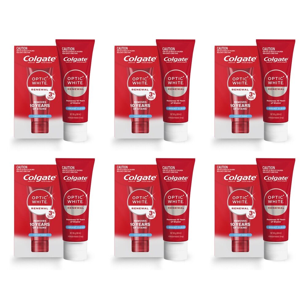 Colgate Optic White Renewal Vibrant Clean Toothpaste 85g Pack of 6