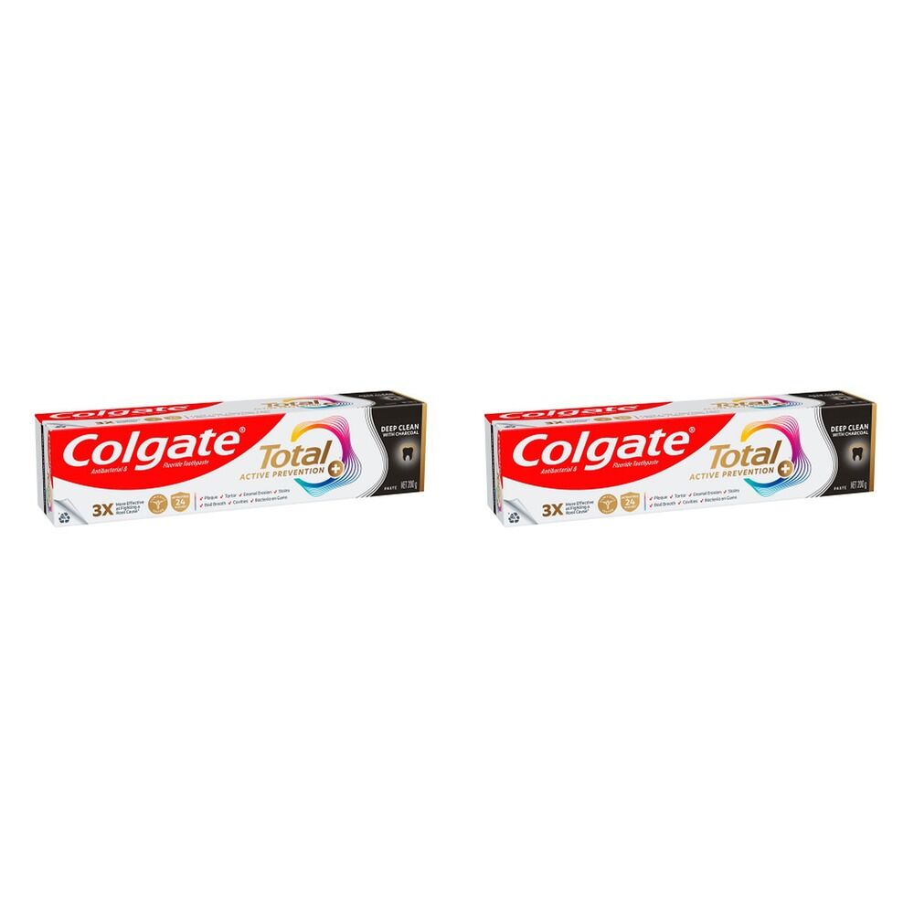 Colgate Total Active Prevention+ Deep Clean with Charcoal Toothpaste Pack of 2