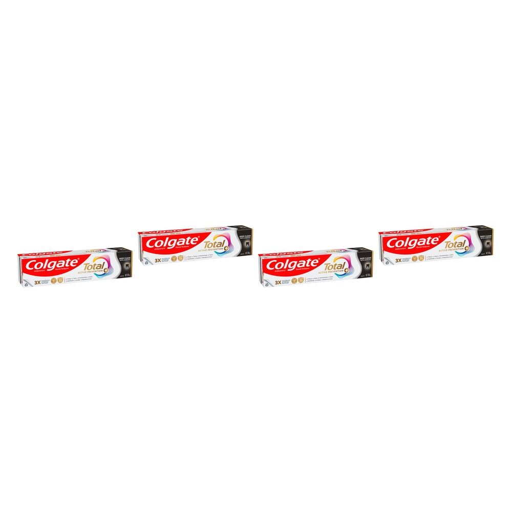 Colgate Total Active Prevention+ Deep Clean with Charcoal Toothpaste Pack of 4