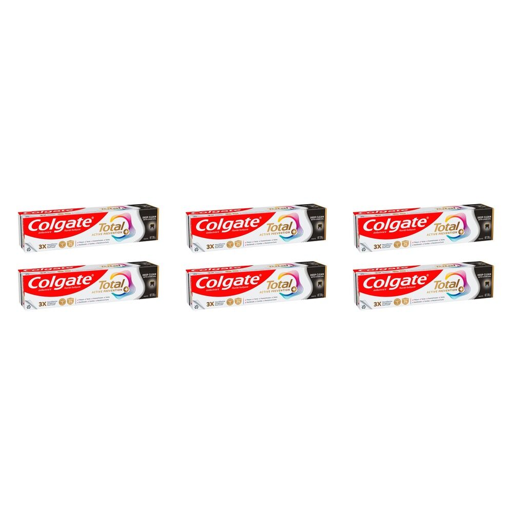 Colgate Total Active Prevention+ Deep Clean with Charcoal Toothpaste Pack of 6
