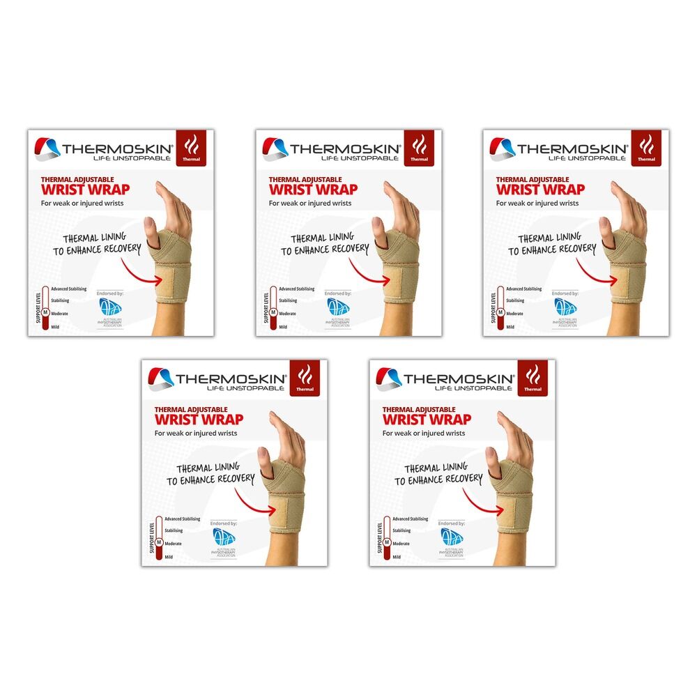 Thermoskin Adjustable Wrist Wrap S/M Beige Pack of 5