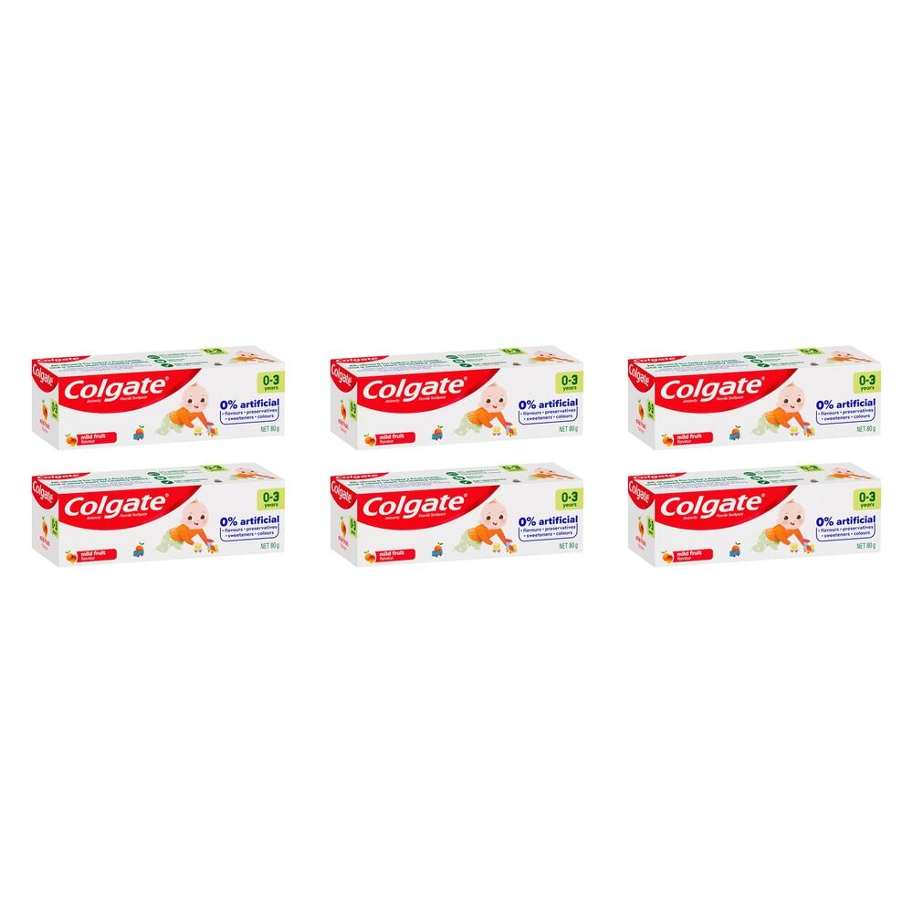 Colgate Anticavity Toothpaste 0-3 Years Strawberry Flavour 80g Pack of 6