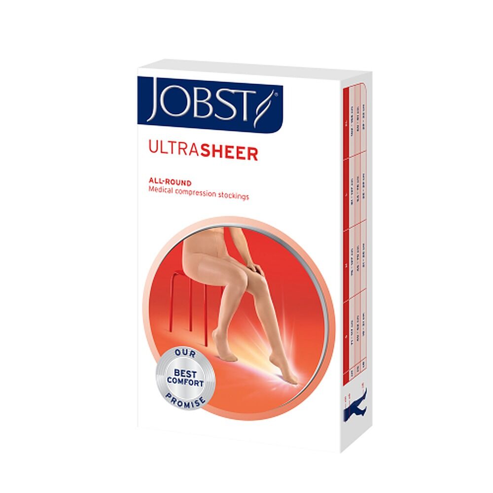JOBST UltraSheer Thigh High Closed Toe Natural Medium 15-20mmHg