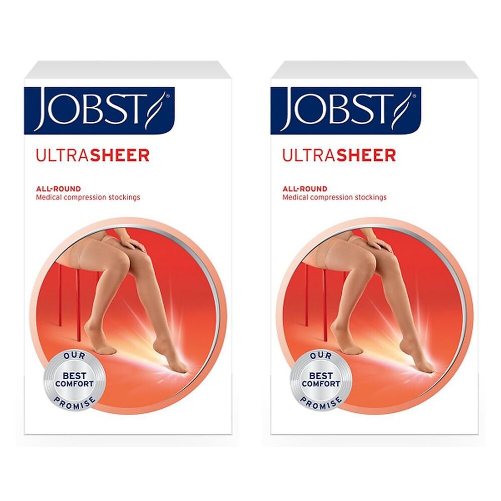 JOBST UltraSheer Thigh High Large Natural Pack of 2
