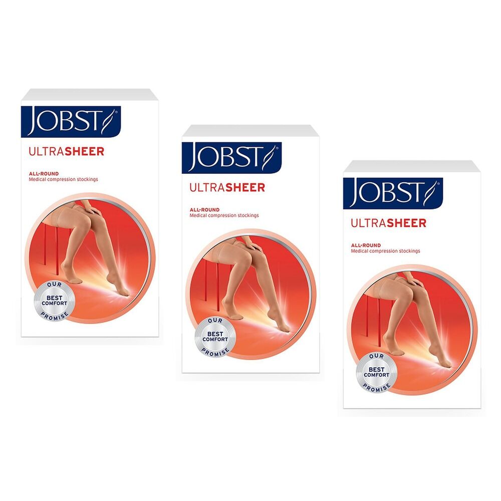 JOBST UltraSheer Thigh High Large Natural Pack of 3