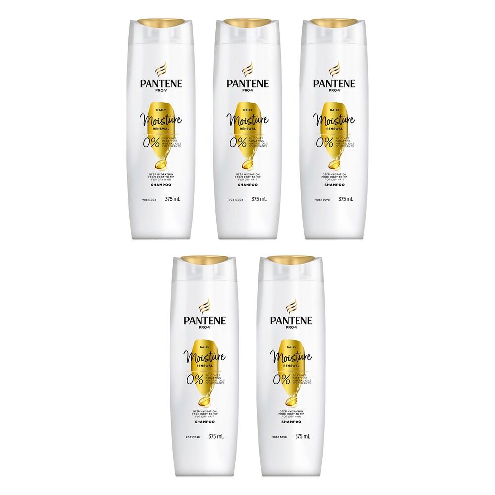 Pantene Pro-V Daily Moisture Renewal Shampoo for Dry Hair 375mL Pack of 5