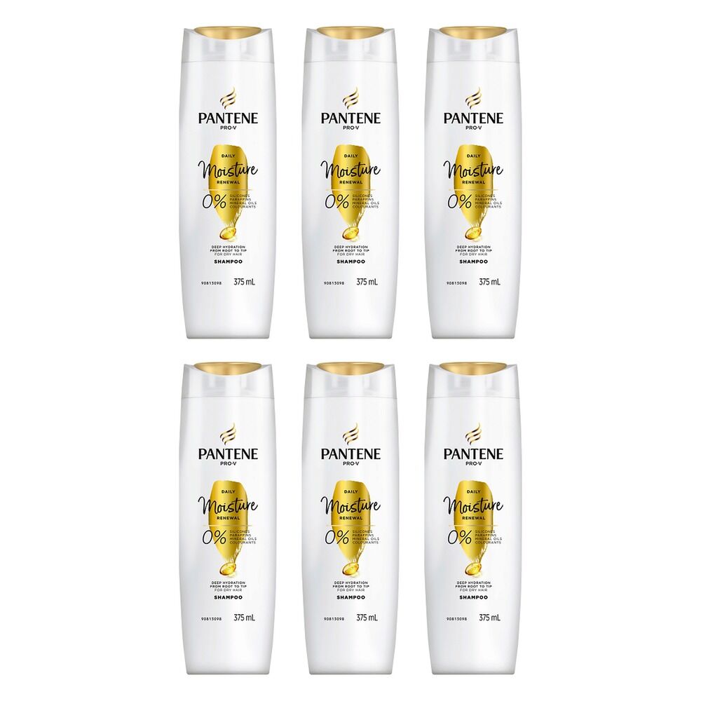 Pantene Pro-V Daily Moisture Renewal Shampoo for Dry Hair 375mL Pack of 6