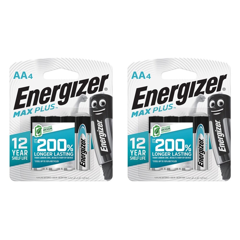 Energizer Max Plus AA Alkaline Batteries 4 Pack Bundle of 2