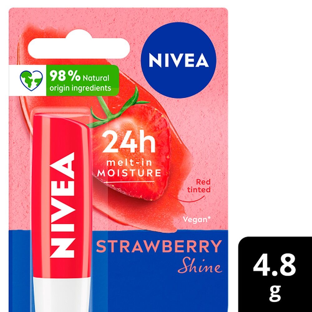 NIVEA 24h Melt-In Moisture Lip Balm Strawberry Shine 4.8g