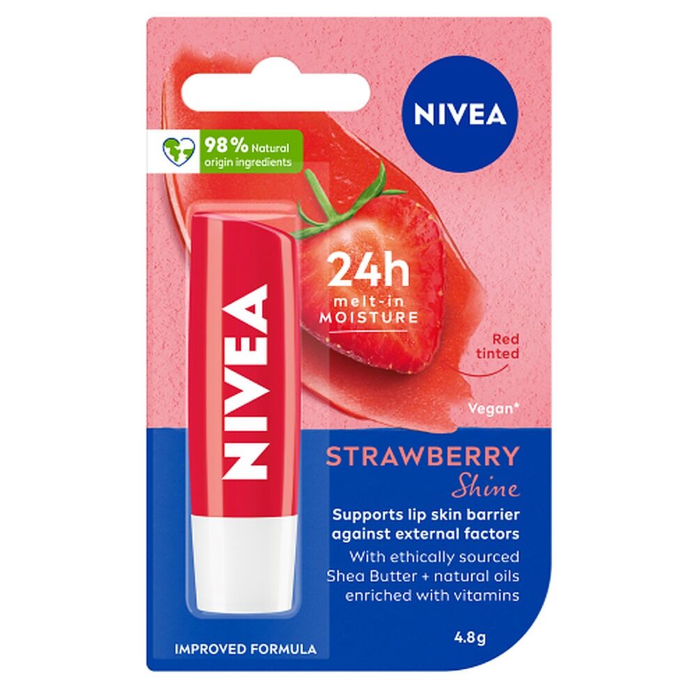 NIVEA 24h Melt-In Moisture Lip Balm Strawberry Shine 4.8g