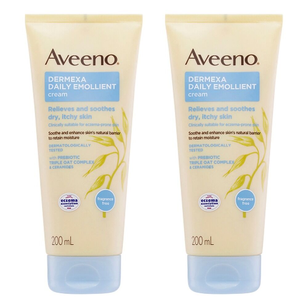 Aveeno Dermexa Daily Emollient Fragrance Free Body Cream 200mL x 3 Bundle of 2