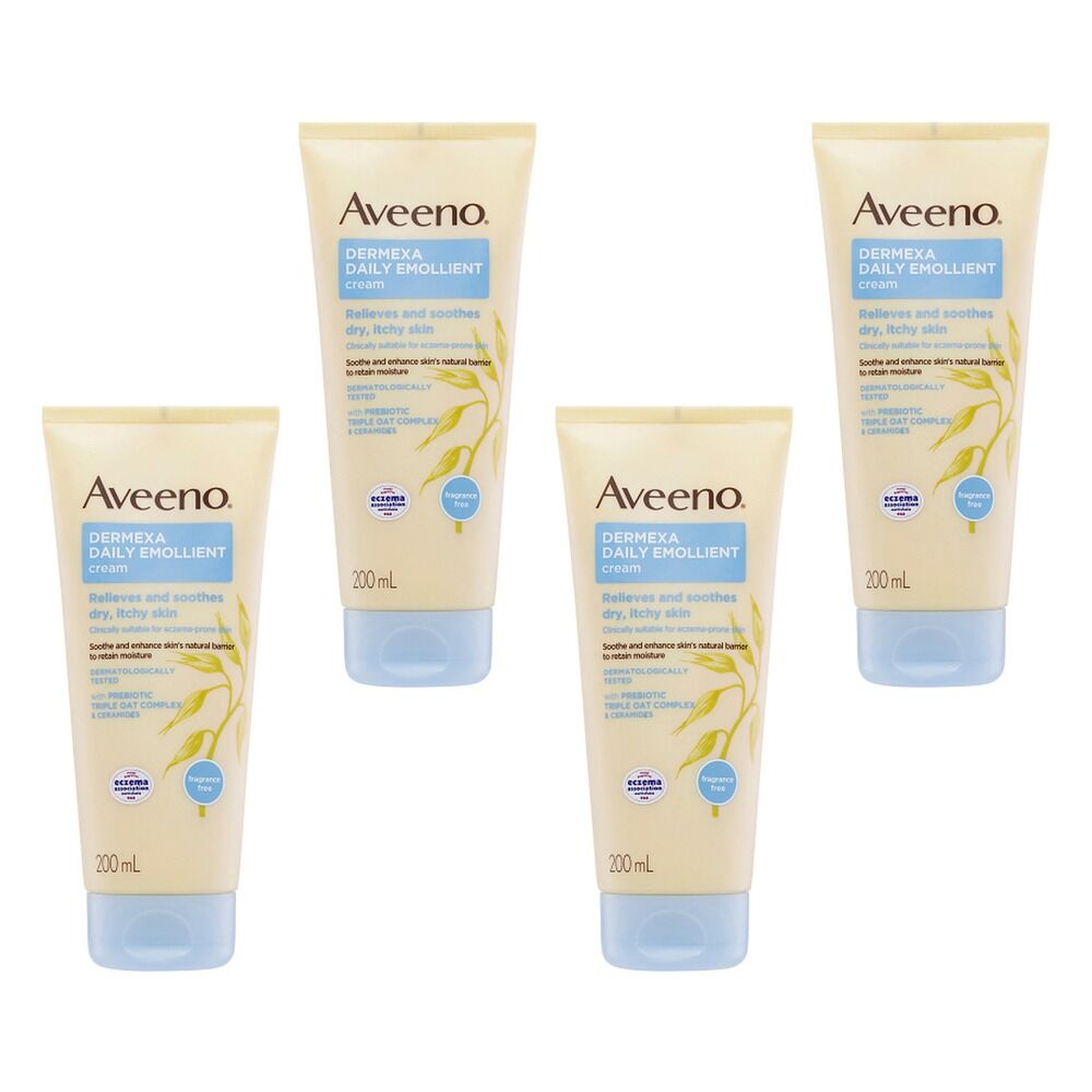 Aveeno Dermexa Daily Emollient Fragrance Free Body Cream 200mL x 3 Bundle of 4