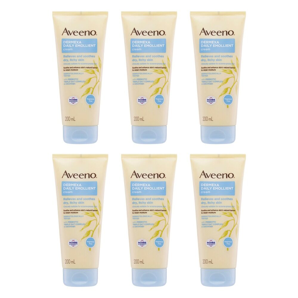 Aveeno Dermexa Daily Emollient Fragrance Free Body Cream 200mL x 3 Bundle of 6