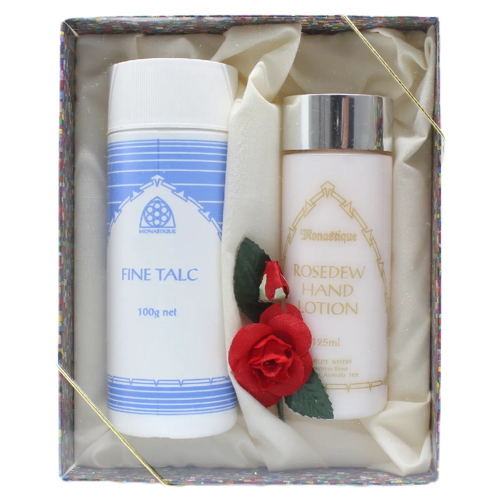 Monastique Rosedew Hand Lotion 125ml & 100g Talc Gift Set