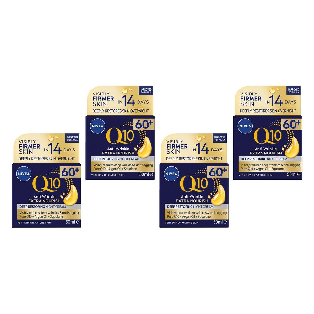 NIVEA Q10 Anti-Wrinkle + Replenishing Mature Night Cream 50mL Pack of 4