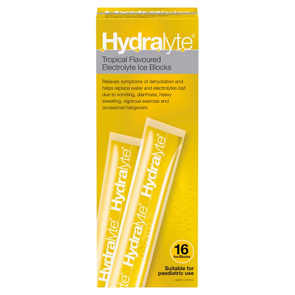 Hydralyte Tropical Flavoured Electrolyte Ice Blocks 16 Pack