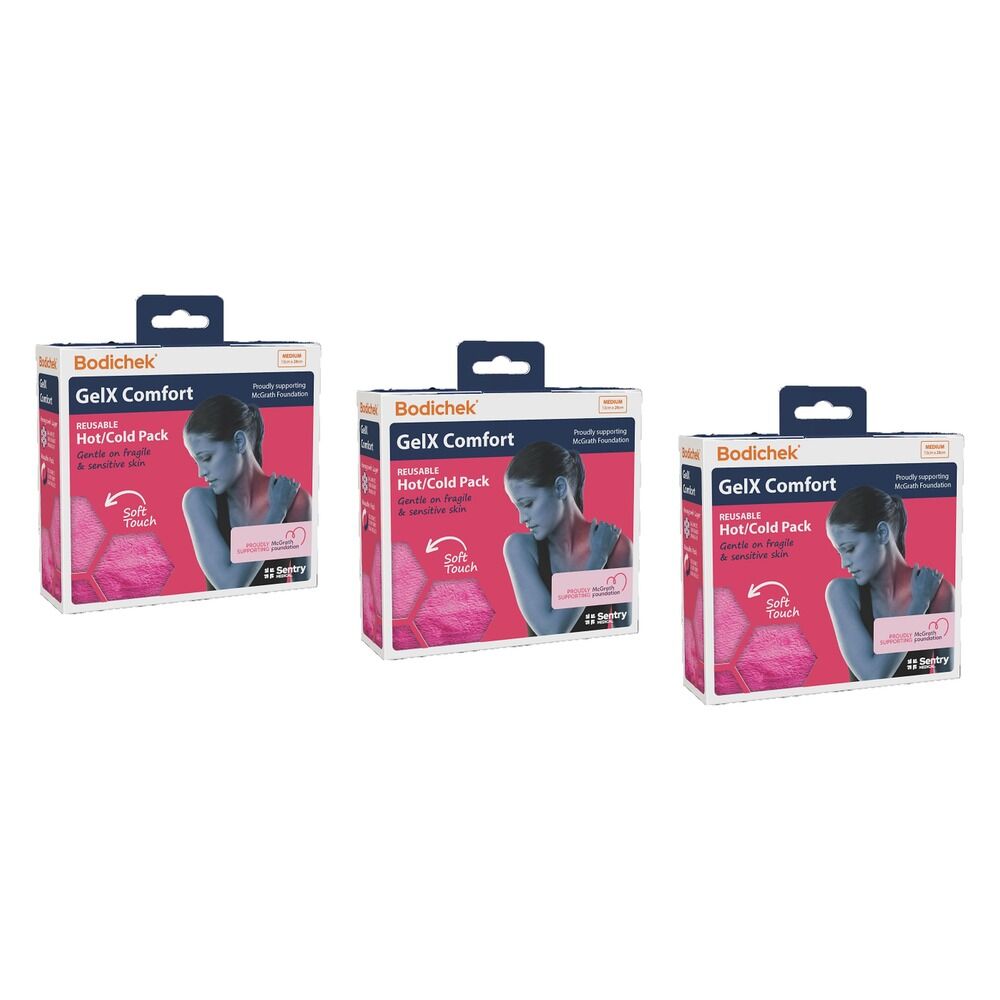 Bodichek Gel X Comfort Heat/Cold Pack, Medium, 13x28cm Bundle of 3