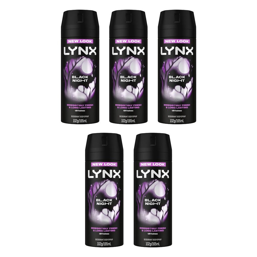 Lynx Deodorant Aerosol Black Night 165mL Pack of 5