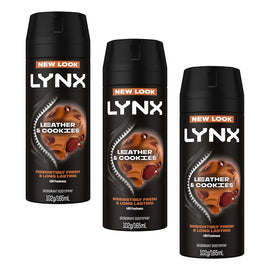 Lynx Deodorant Aerosol Collision Leather + Cookies 165mL Pack of 3