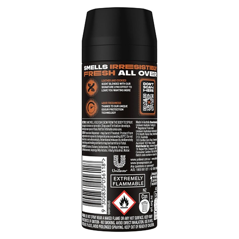 Lynx Deodorant Aerosol Collision Leather + Cookies 165mL