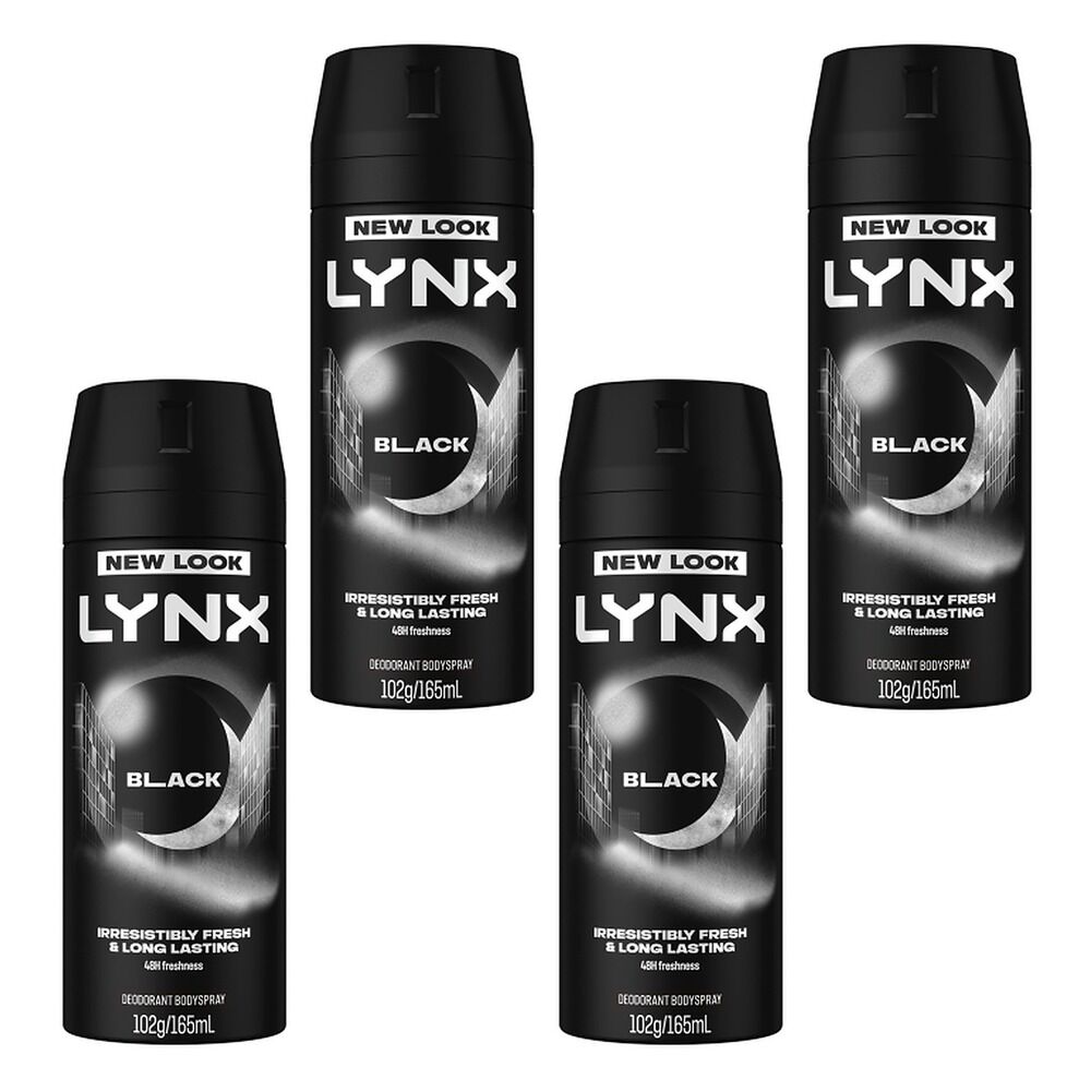 Lynx Deodorant Aerosol Black 165mL Pack of 4