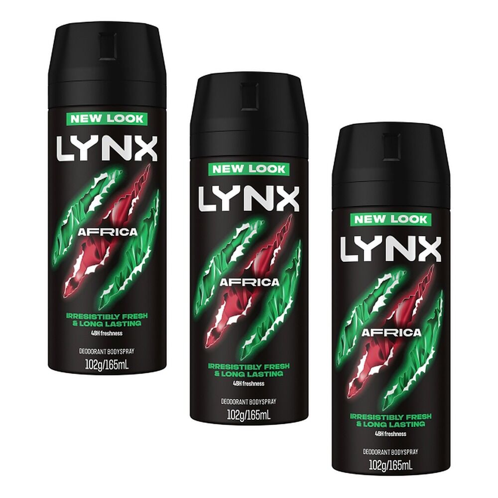 Lynx Deodorant Aerosol Africa 165mL Pack of 3