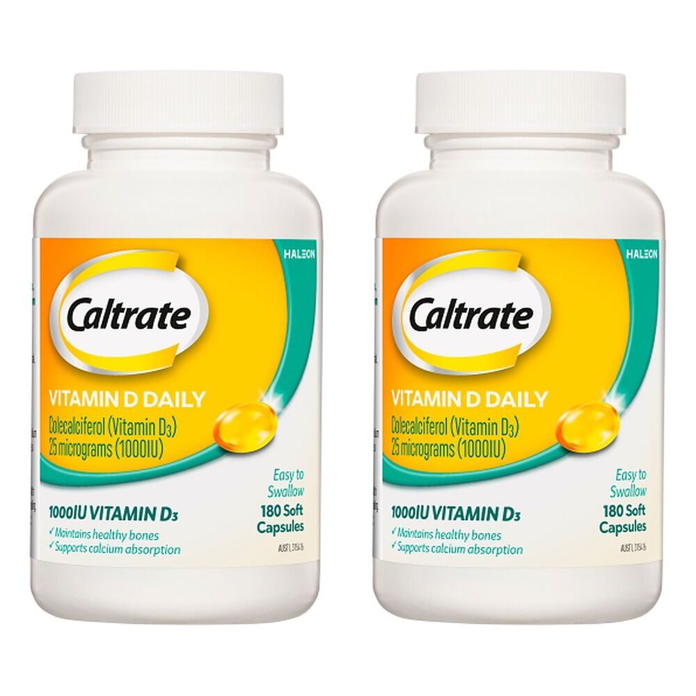 Caltrate Vitamin D Daily 180 Capsules Pack of 2