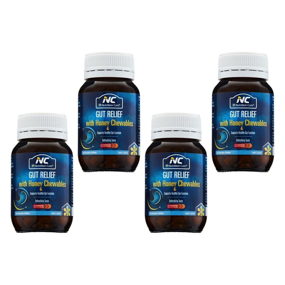 Nutrition Care Gut Relief with Honey 60 Chewable Tablets Pack of 4