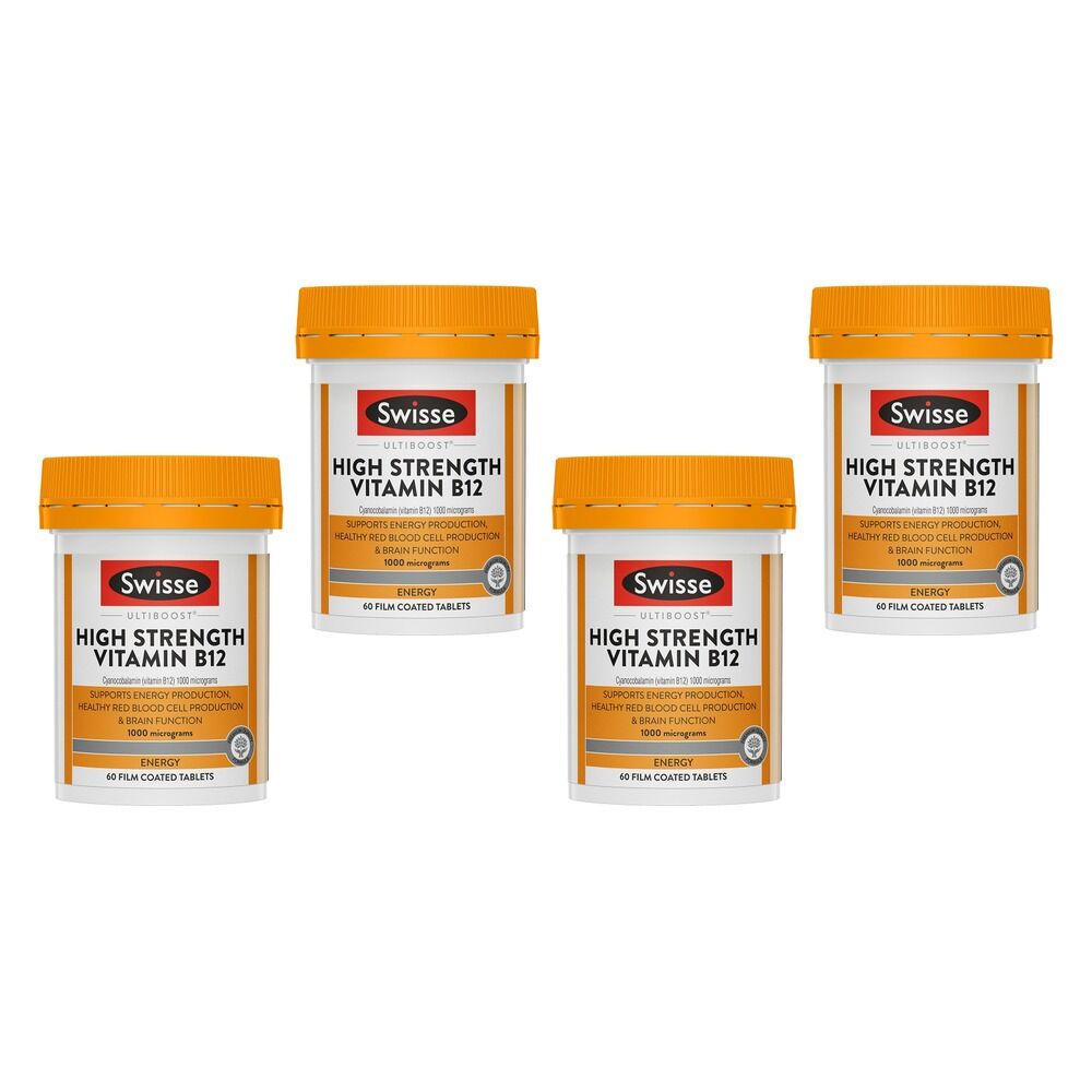 Swisse Ultiboost High Strength Vitamin B12 60 Tablets Pack of 4