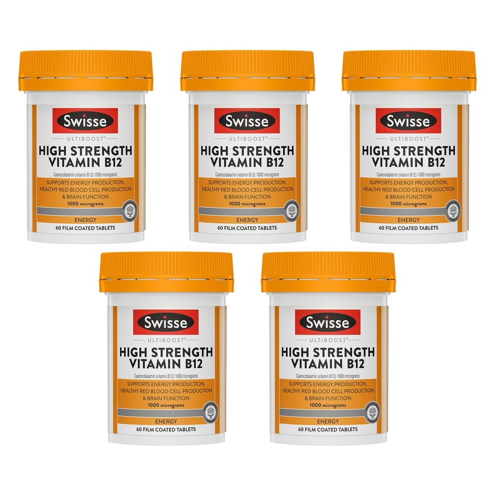 Swisse Ultiboost High Strength Vitamin B12 60 Tablets Pack of 5